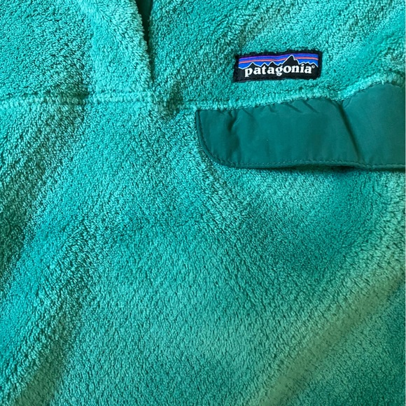Patagonia Women's 1/4 Button Pullover Sweater Teal Blue Fleece Fuzzy - Picture 5 of 5
